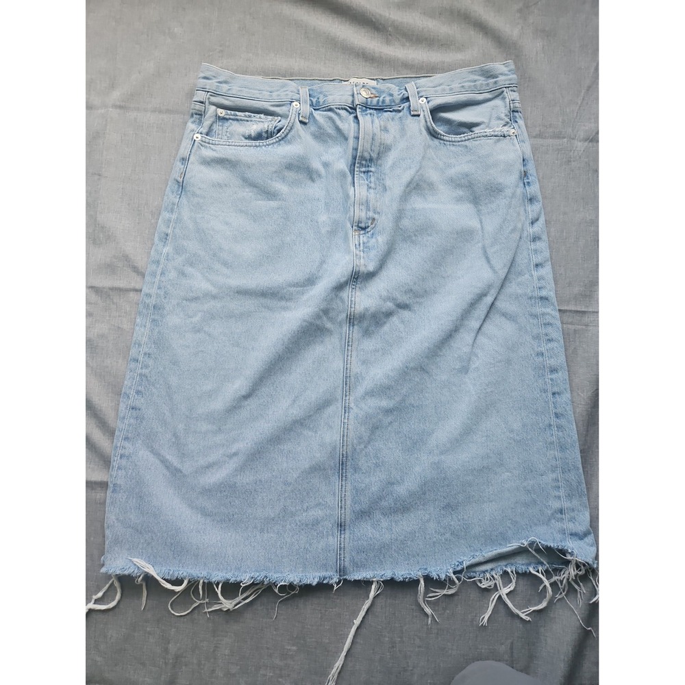 AGOLDE Women's Denim Skirt Blue Astrid Slice Maxi Skirt Light Wash Size 32